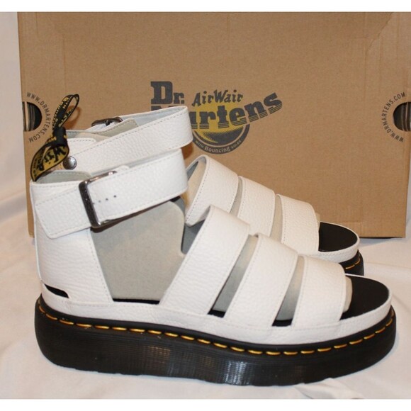 Dr. Martens Clarissa II Quad White Milled Nappa Leather Gladiator Sandals 10 NIB - Picture 1 of 6